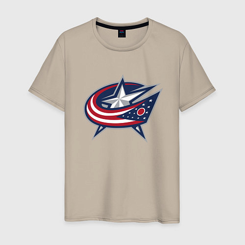 Мужская футболка Columbus blue jackets - hockey team - emblem / Миндальный – фото 1