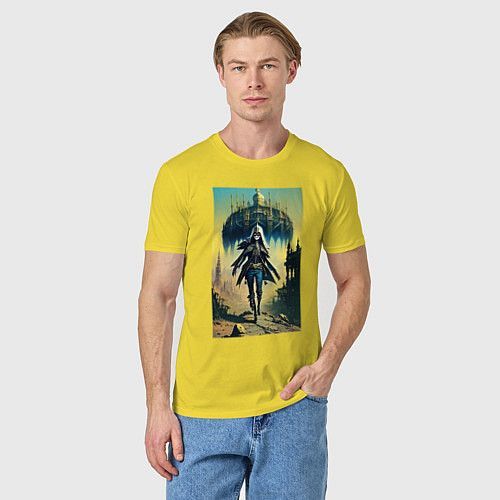 Мужская футболка Современная ведьма из прошлого - нейросеть / Желтый – фото 3