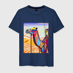 Футболка хлопковая мужская Погонщик верблюда, цвет: тёмно-синий