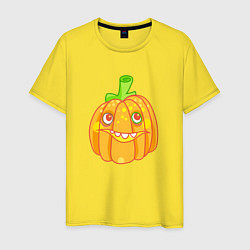 Футболка хлопковая мужская Веселая тыква: для вечеринки на Хэллоуин, цвет: желтый
