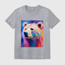 Футболка хлопковая мужская Мишка разноцветный, цвет: меланж