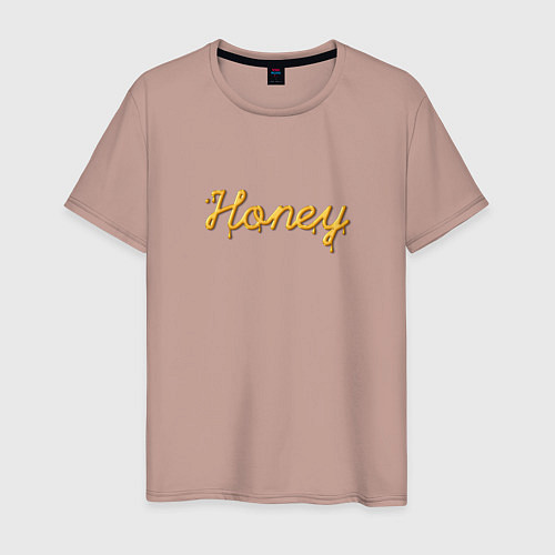 Мужская футболка Медовый шрифт Honey / Пыльно-розовый – фото 1