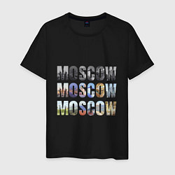 Футболка хлопковая мужская Moscow - Москва, цвет: черный