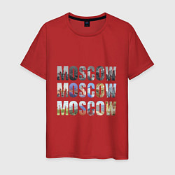 Футболка хлопковая мужская Moscow - Москва, цвет: красный