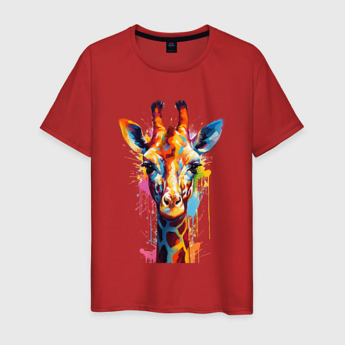 Мужская футболка Граффити с жирафом / Красный – фото 1
