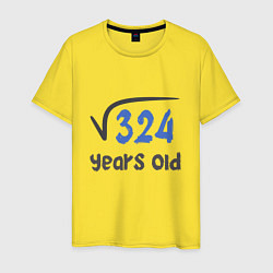 Футболка хлопковая мужская 18 лет - корень из 324, цвет: желтый
