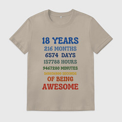 Мужская футболка 18 лет в месяцах - днях - часах - минутах - секунд
