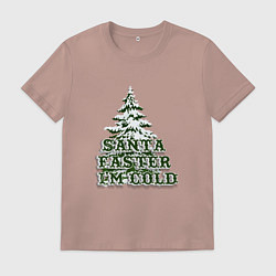 Футболка хлопковая мужская Новый год не за горами, цвет: пыльно-розовый