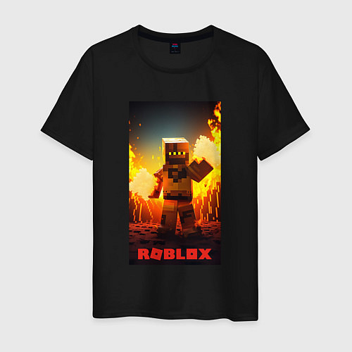 Мужская футболка Roblox avatar fire / Черный – фото 1