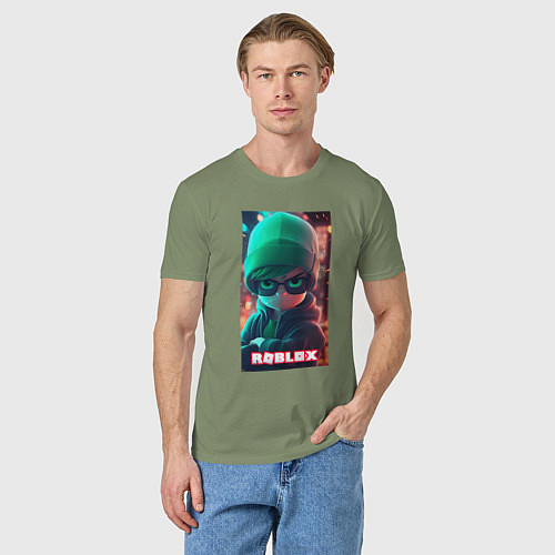 Мужская футболка Роблокс в зеленой шапке / Авокадо – фото 3