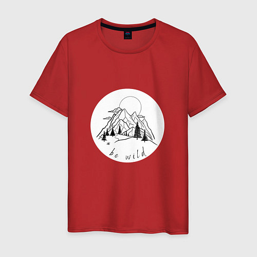 Мужская футболка Солнце горы и лес be wild / Красный – фото 1