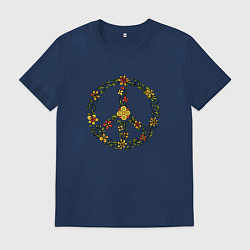 Мужская футболка Пацифик знак хиппи цветы
