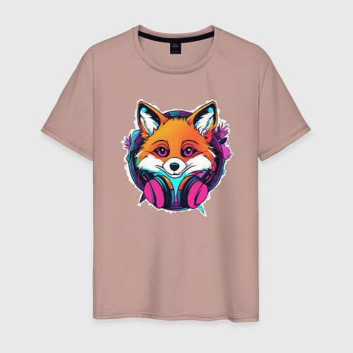 Мужская футболка Neon fox / Пыльно-розовый – фото 1