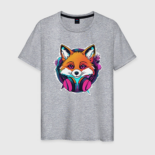 Мужская футболка Neon fox / Меланж – фото 1