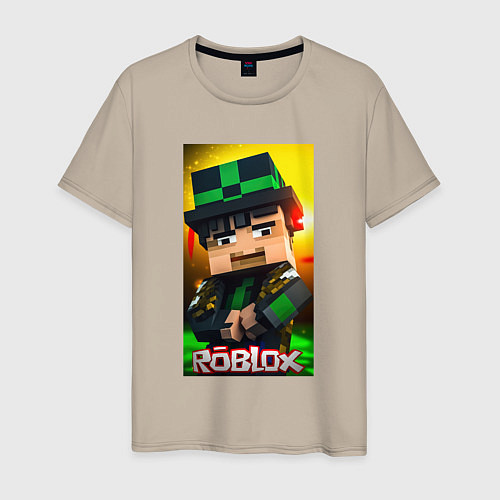 Мужская футболка Roblox green man / Миндальный – фото 1