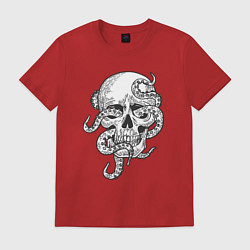 Футболка хлопковая мужская Skull octopus, цвет: красный