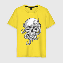 Футболка хлопковая мужская Skull octopus, цвет: желтый