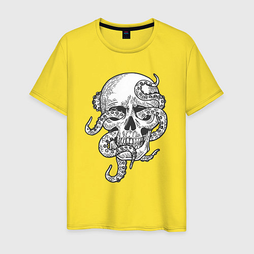 Мужская футболка Skull octopus / Желтый – фото 1