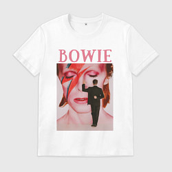 Футболка хлопковая мужская David Bowie 90 Aladdin Sane, цвет: белый