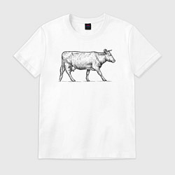 Футболка хлопковая мужская Корова в профиль, цвет: белый