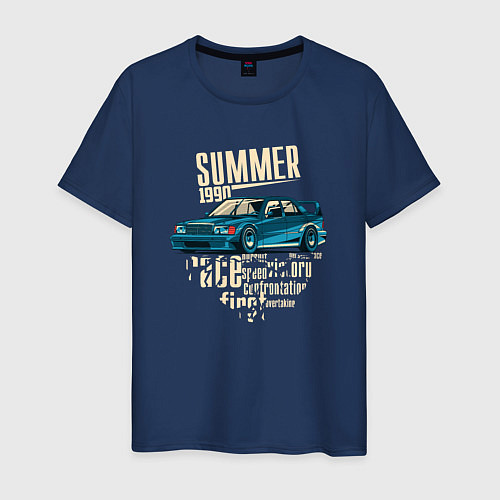 Мужская футболка Mercedes-Benz 190E Summer / Тёмно-синий – фото 1