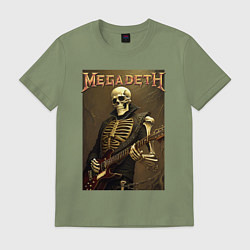 Футболка хлопковая мужская Megadeth - skeleton - heavy metal, цвет: авокадо