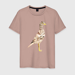 Футболка хлопковая мужская Авдотка птица в стиле Low Poly, цвет: пыльно-розовый