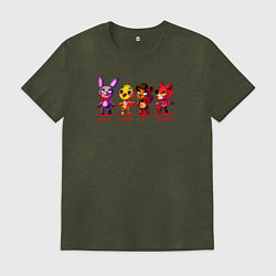 Футболка хлопковая мужская Маленькие аниматроники, цвет: меланж-хаки