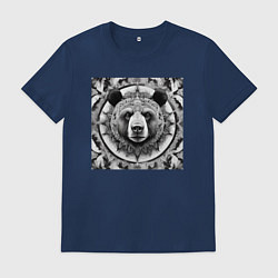 Футболка хлопковая мужская Мандала-медведь, цвет: тёмно-синий