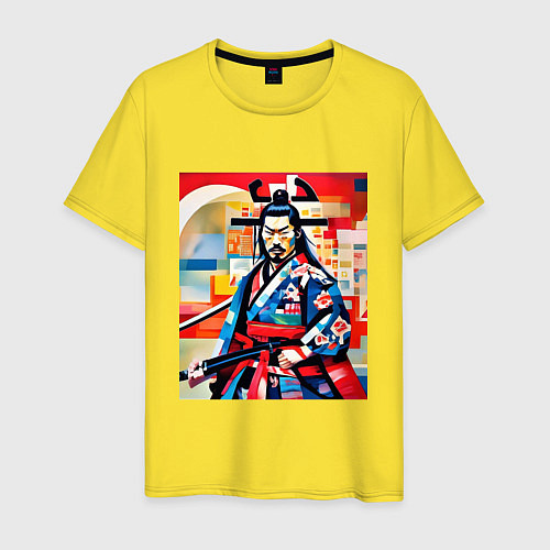 Мужская футболка Самурай на изготовке / Желтый – фото 1