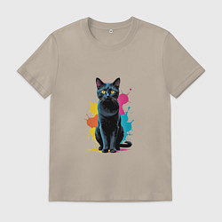 Мужская футболка Кошка яркая грациозность