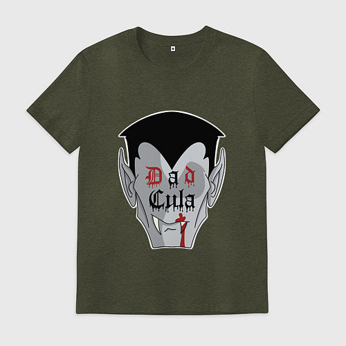 Мужская футболка Dadcula - папа Дракула / Меланж-хаки – фото 1