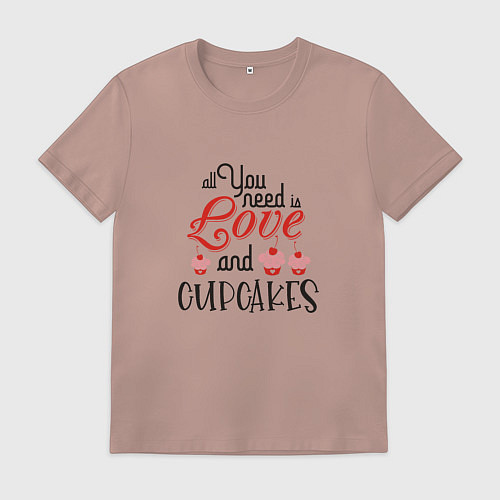 Мужская футболка Всё, что тебе нужно - это любовь / Пыльно-розовый – фото 1