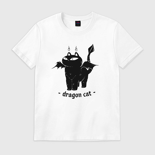 Мужская футболка Black dragon cat / Белый – фото 1