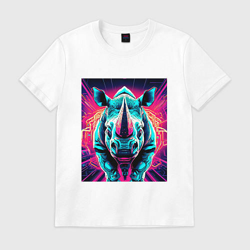 Мужская футболка Кибер носорог / Белый – фото 1