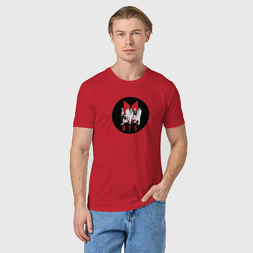 Мужская футболка BTS логотип / Красный – фото 3