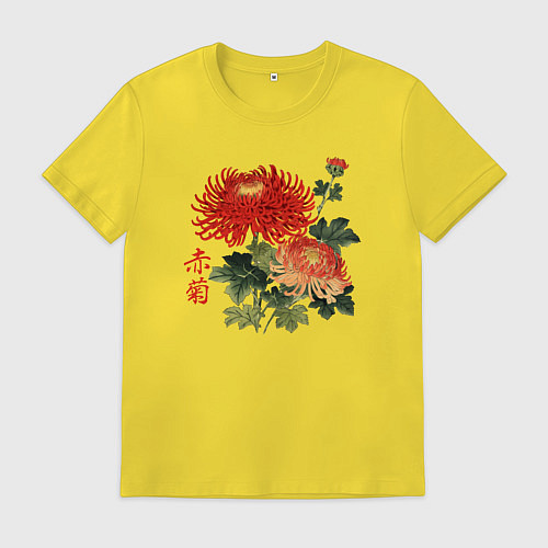 Мужская футболка Красные хризантемы / Желтый – фото 1