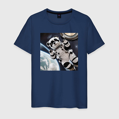 Мужская футболка Панда астронавт / Тёмно-синий – фото 1