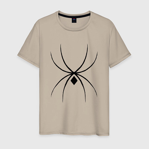 Мужская футболка Черный паук минимал / Миндальный – фото 1