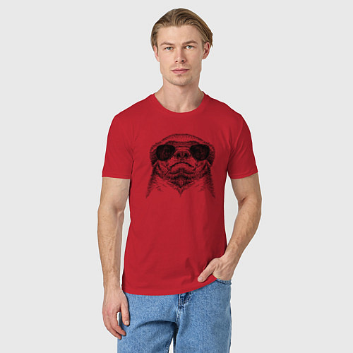 Мужская футболка Медоед в очках / Красный – фото 3