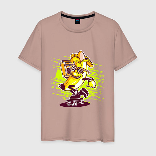 Мужская футболка Банан на скейте / Пыльно-розовый – фото 1