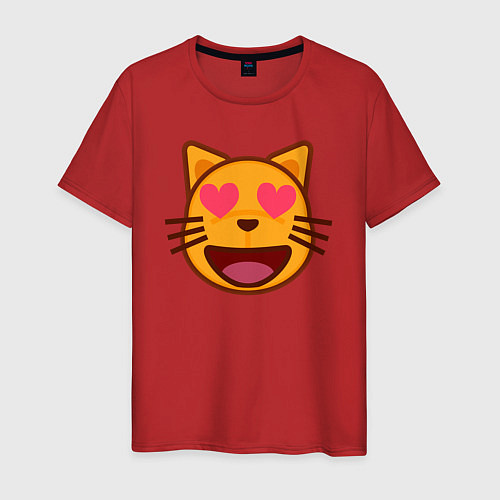 Мужская футболка Оранжевый котик влюблён / Красный – фото 1