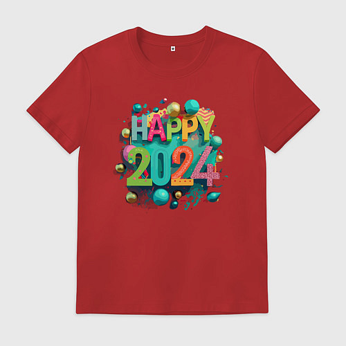 Мужская футболка Happy 2024 / Красный – фото 1