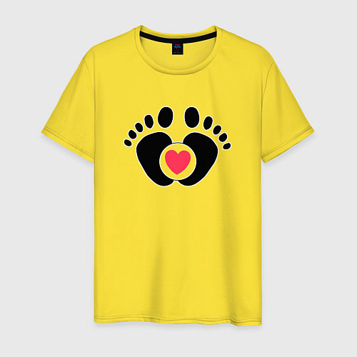Мужская футболка Семья отпечатки ног младенца / Желтый – фото 1