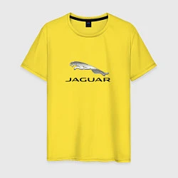 Футболка хлопковая мужская Ягуар спорт кар, цвет: желтый