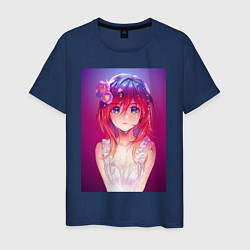 Футболка хлопковая мужская Anime Girl refflex, цвет: тёмно-синий