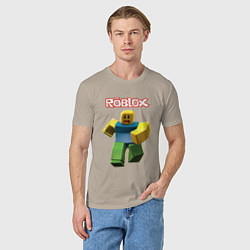Футболка хлопковая мужская Roblox бегущий персонаж, цвет: миндальный — фото 2