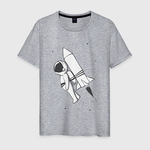 Мужская футболка Полёт на ракете / Меланж – фото 1