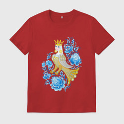 Мужская футболка Птица Сирин в цветах по мотивам гжельской росписи