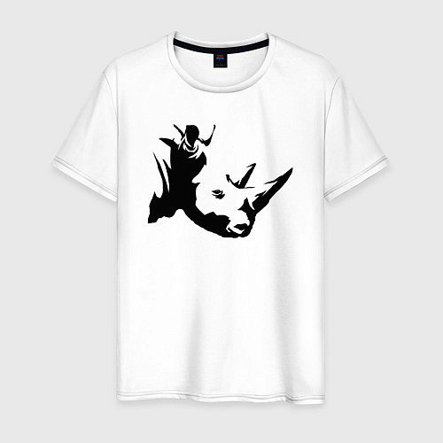 Мужская футболка Голова носорога сбоку / Белый – фото 1